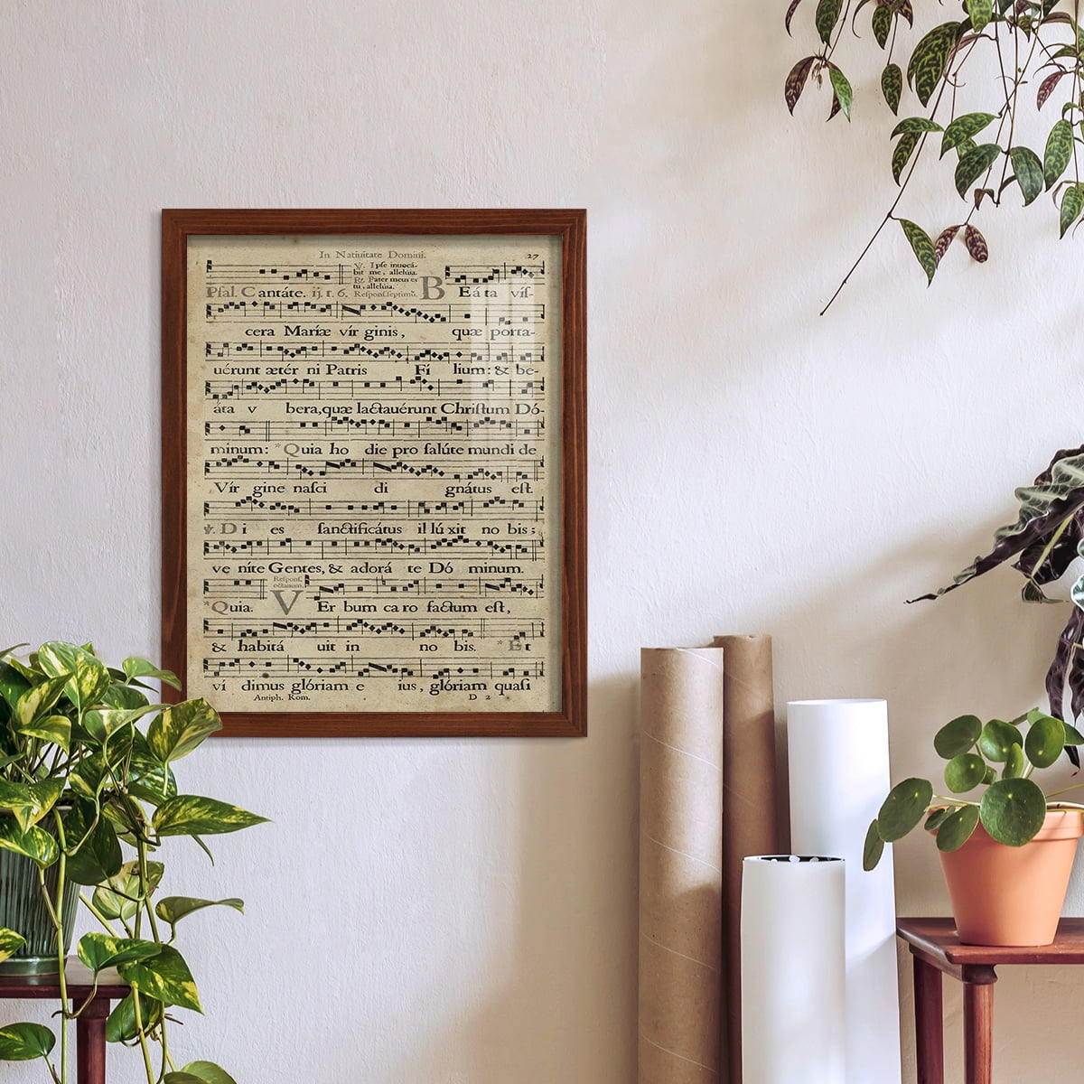 Vellum Songbook IV -Framed Print w/glass-Chestnut