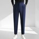 thumbnail image 1 of Pantalones de traje de nueve centavos para hombre, de poliéster, con cintura elástica lateral, botones, bolsillos, color liso, a la moda, 1 of 3