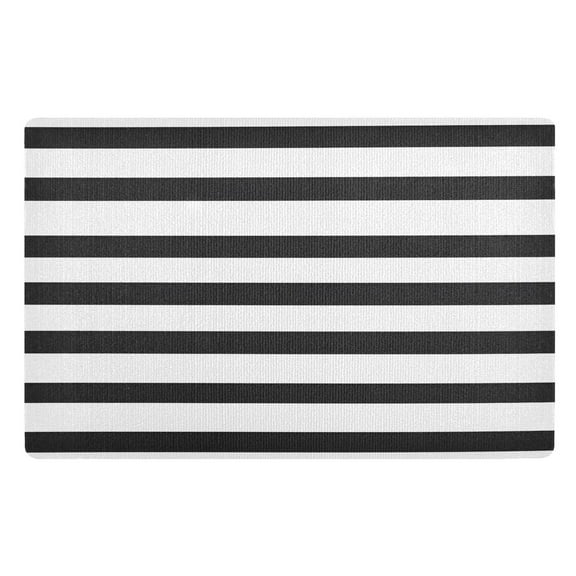 Outdoor Doormats with Non-Slip TPE Backing Minimalist Black and White Stripe - Heavy-Duty Bath Rug for Entryways Patios and Garages