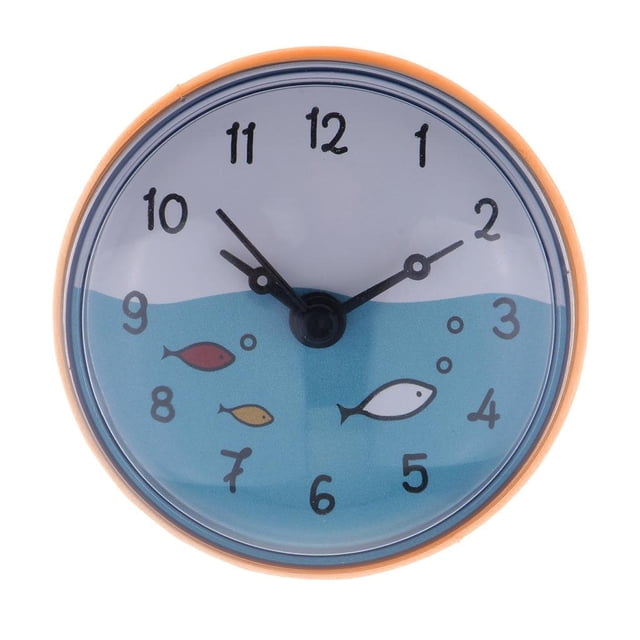 jifeng Bathroom Silicone Clock w/ Suction Cup Waterproof Moistureproof Orange A-Orange