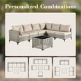 thumbnail image 3 of Vcatnet 11 Pieces Patio Furniture Sets with 54" Fire Pit Table, Outdoor Wicker Rattan Sectional Sofa, All Weather Conversation Set with Swivel Glider Chairs and Coffee Table, Beige, 3 of 10