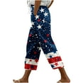thumbnail image 3 of QATAINLAV Women's 4th of July Capri Pants Casual Drawstring Elastic High Waist Summer Beach Capris Independence Day Patriotic Straight Leg Cropped Trousers Multicolor M Today's Sales, 3 of 6