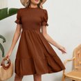 thumbnail image 4 of IROINNID Summer For Women 2023 Leisure Fashion Solid Color Short Puff Sleeve Comfy Dress Clearance Cheap, 4 of 8