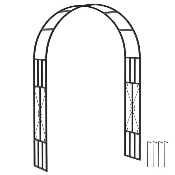 Outsunny 7.3ft Steel Garden Arch Trellis, Garden Arbor for Climbing Plants