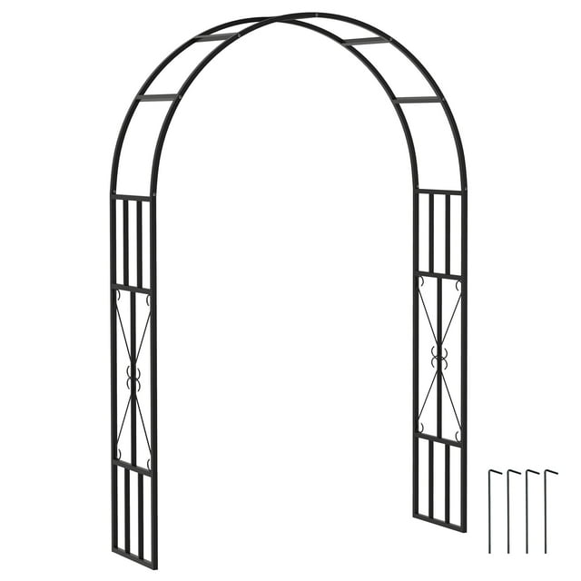 Outsunny 7.3ft Steel Garden Arch Trellis, Garden Arbor for Climbing Plants