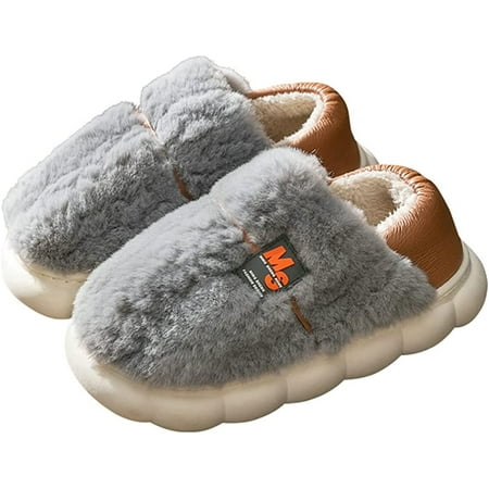 

CoCopeaunt Women Men Winter Warm Fluffy Fur Block Heel Cover House Shoes Chic Bow Tie Fleece Lining Lightweight Indoor Slippers