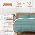 thumbnail image 6 of 3 Piece Teal Wood Grain Duvet Cover Set Queen Size, Microfiber Comforter/Quilt Cover with Corner Ties and 2 Pillowcases, Farmhouse Vintage Wooden Rustic All Season Soft Bedding with Zipper Closure, 6 of 8