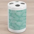 thumbnail image 1 of Dahlia Flower Ceramic Toothbrush Holder, Repeating Fashioned Dots Spots Mother Earth Theme Peony Graphic Image, Decorative Versatile Countertop for Bathroom, 4.5" X 2.7", White Teal, by Ambesonne, 1 of 4