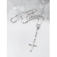 thumbnail image 6 of Brilliance Fine Jewelry Sterling Silver Crystal Rosary Rhodium Plated Necklace 26", 6 of 8