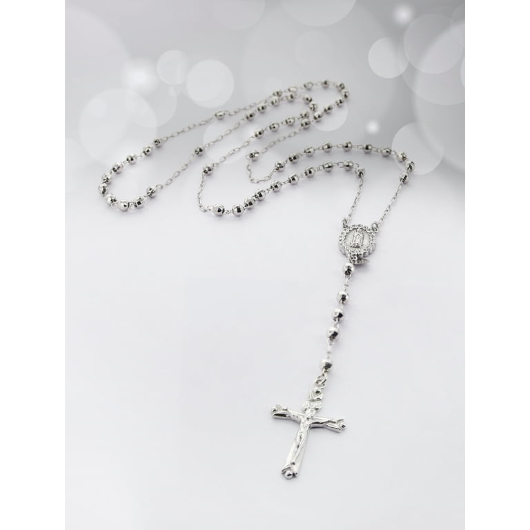 Brilliance Fine Jewelry Sterling Silver Crystal Rosary Rhodium - Main Image