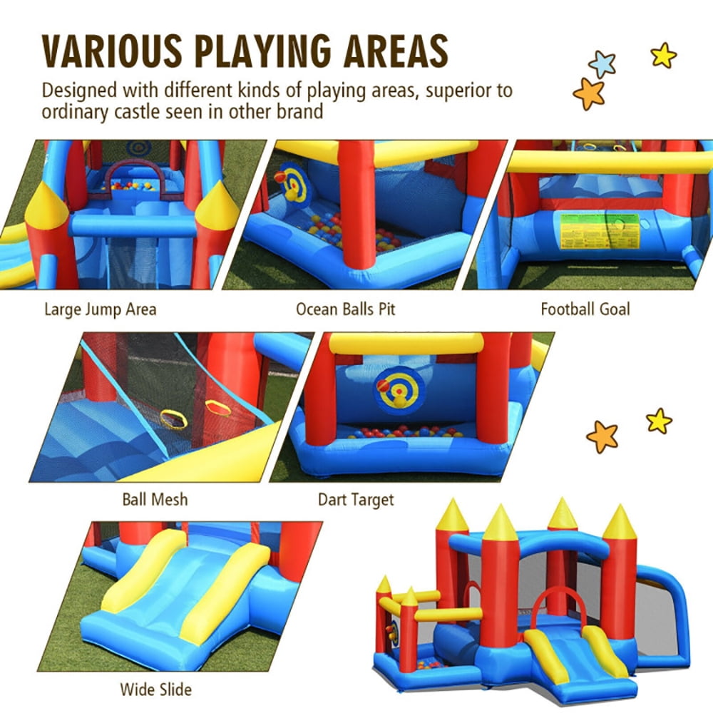 Aimee Lii Kid Inflatable Slide Jumping Castle Bounce House with 740w Blower, Playhouse for Kids Outdoor