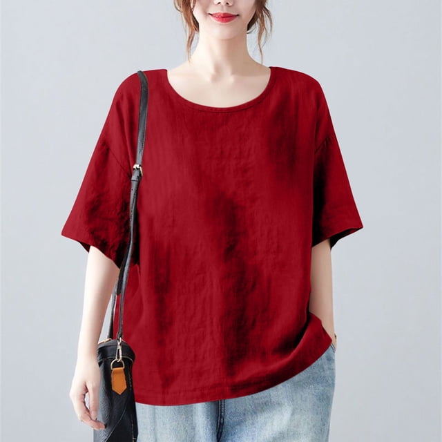 mfyjkho Tops Para Salir, Camiseta Informal De Manga Corta Con Cuello Redondo Y Estampado De Letras Para Mujer Tops Para Salir Xl