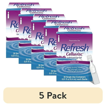 (5 pack) Refresh Celluvisc Lubricant Eye Gel Drops, Single-Use Containers, 30 Count (Pack of 1)