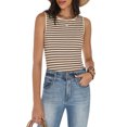 thumbnail image 2 of COCCKO Tank Top for Women 2026 Summer High Neck Sleeveless Striped Shirt Button Hollow Back Fitted Knit Camisole Tops, 2 of 7