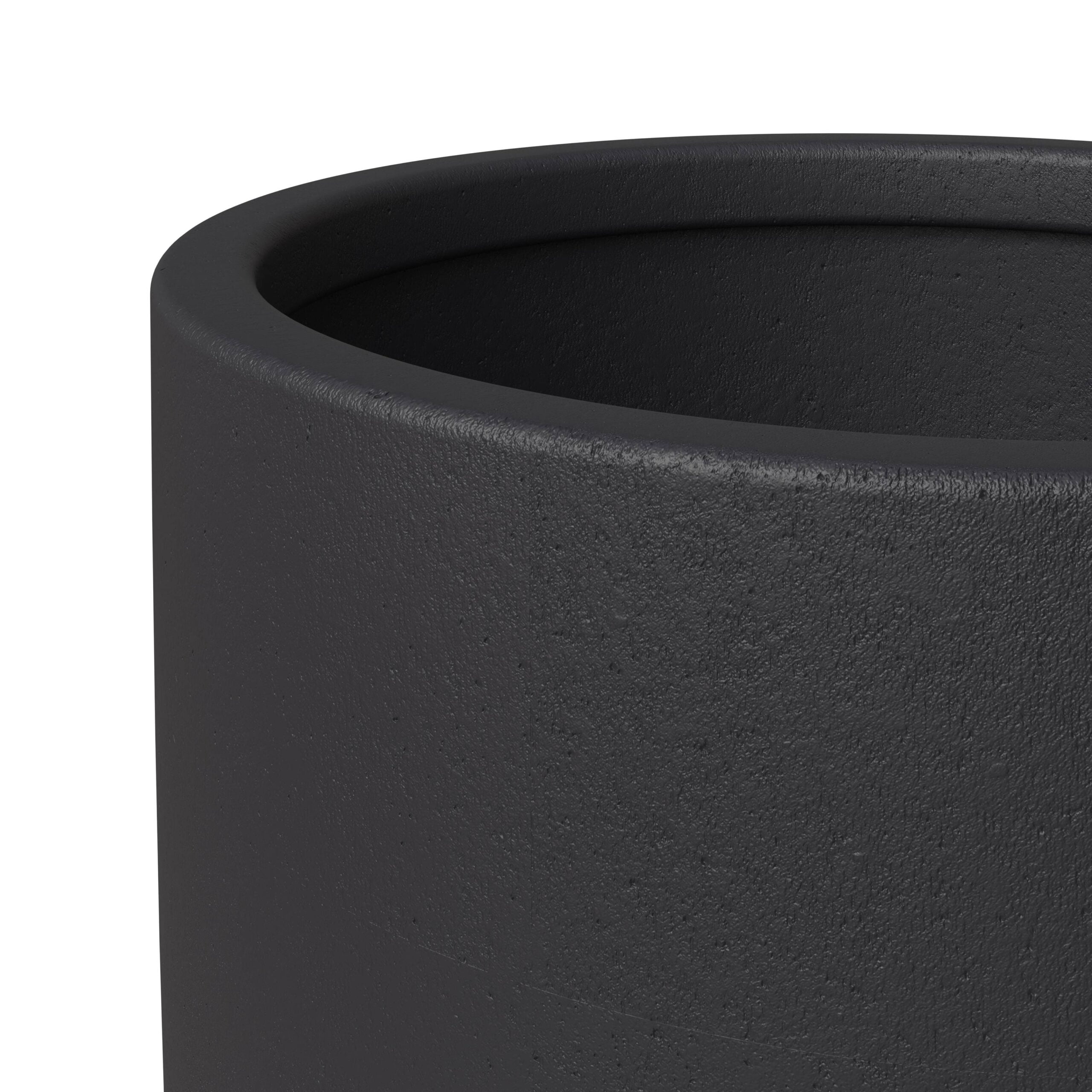 Leisuremod Crete Series Poly Stone Planter in Black 13.4 Dia, 23.6 High