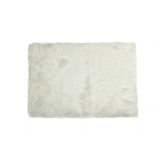 Luxe Hudson Faux Sheepskin Rug 3x5 Off White Plush Throw