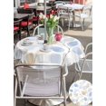 thumbnail image 5 of Outdoor Tablecloth with Umbrella Hole for Patio/Picnic/Party/Camping, Botanical Leaves Waterproof Table Cloth Round Cover Washable, Orange Gray Blue Leaf Branches Modern (Dia 54"), 5 of 9
