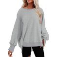 thumbnail image 1 of Sweats pour Femmes Col Rond Chute Légère Couleur Unie 2023 Mode Chaud Coupe Oversize Sweat-Shirt, 1 of 6