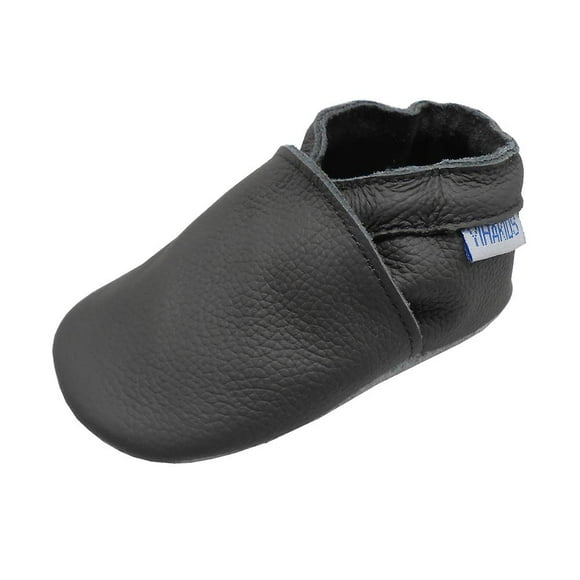 YIHAKIDS Baby Shoes for Boys Girls Infant Toddler Leather Moccasins Soft Sole Baby Slippers Multi-Colors(7-7.5 US /12-18 Mo./5.5in, Grey)
