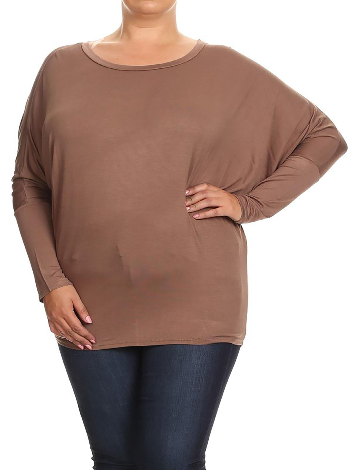 Moa Collection MOA COLLECTION Women's Plus Size Solid Long Sleeves