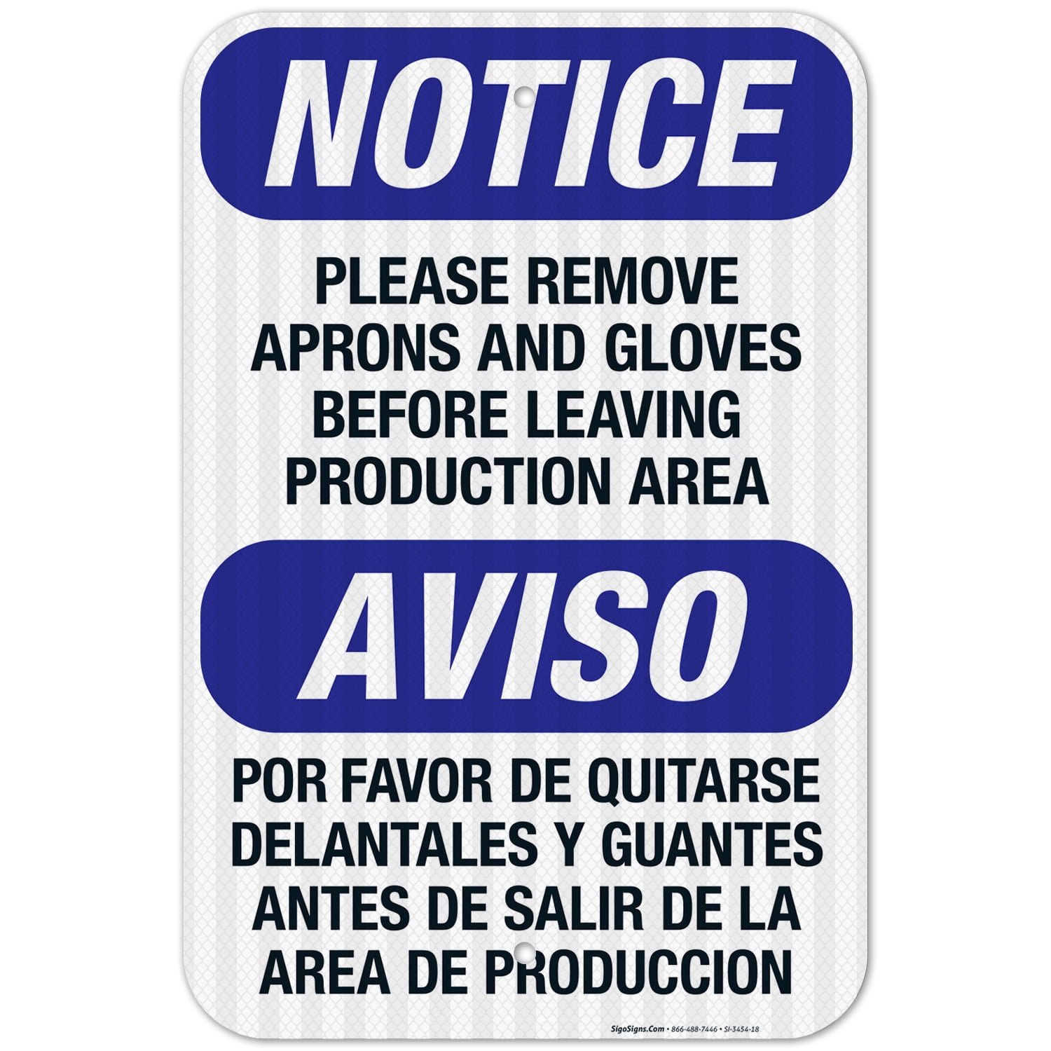 Remove Aprons And Gloves Before Leaving Production Area Bilingual Sign ...