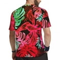 thumbnail image 3 of T Shirt For Men Tropical Palm Leaves Gym T-Shirt Red Leaf Print Hip Hop Man Streetwear Tee Shirt Sum, 3 of 7