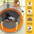 thumbnail image 2 of Yoneston 55'' Toddler Trampoline for Kids, Indoor & Outdoor Mini Trampoline with Enclosure Net and Basketball Gifts for Kids, Toddler Trampoline Toys, Yellow, 2 of 6