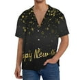 thumbnail image 7 of Lsque Happy New Year print Men's Cuban Collar Short Sleeve Shirt Summer Beachwear Casual Button Down Fashionable Vacation Leisure Shirt-3X-Large, 7 of 7