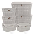 thumbnail image 1 of Kit 6 Cajas Organizadoras de Plástico La Ardilla Tipo Rattan (Blanco), 1 of 5