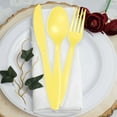 thumbnail image 2 of Yellow Plastic Cutlery 144 pcs Set 48 Forks 48 Spoons 48 Knives Heavy Duty & Solid Silverware Utensils for Home, Office School Party Picnics Outdoor Events, Or Everyday Use & CUSTOM Storage Carrier, 2 of 7