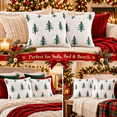 thumbnail image 6 of LOMYOLO Christmas Pillow Covers 18x18IN Set of 2,Soft Faux Fur Throw Pillow Case with Embroidered Christmas Tree, Holiday Decorative Pillowcases for Couch Sofa Bed Farmhouse Winter Xmas Decor-WHITE, 6 of 7