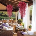 thumbnail image 4 of RECUTMS Artificial Hanging Plants Artificial Fall Flowers Faux Autumn Plants Artificial Ferns for Outdoors Hanging Fake Vines for Fall Decor (Wine Red), 4 of 7
