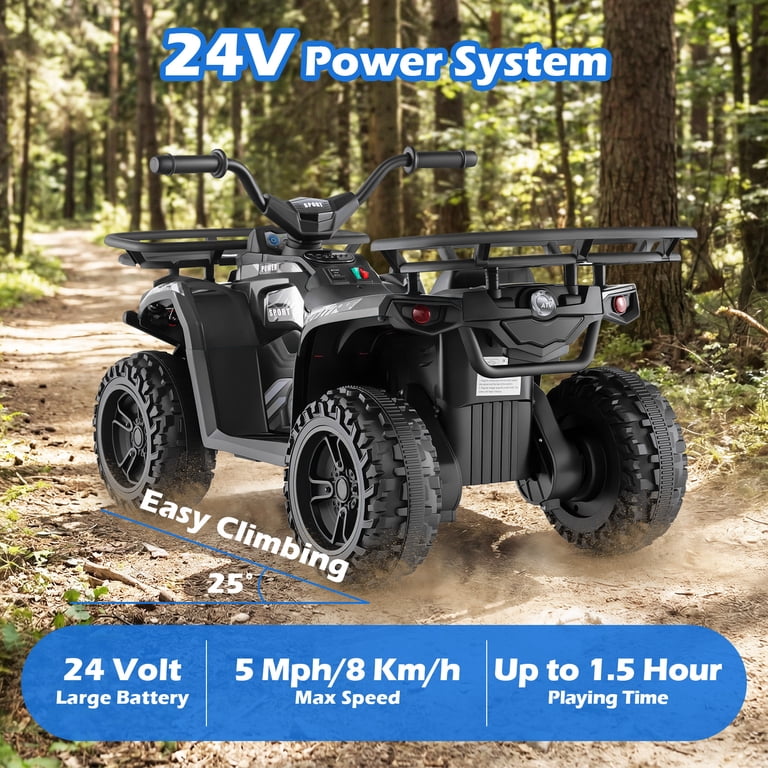 24V Electric ATV Quad with LED Lights and Storage photo 4