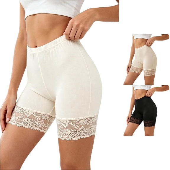 XIAONU Women's Lace Biker Shorts Elastic Waist Stretch Fit Bottoms