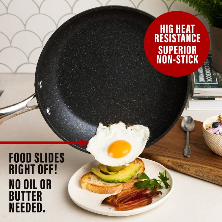 Michelangelo 10 Frying Pan with Lid, Nonstick Stone Frying Pan Non Toxic Stone