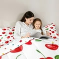 thumbnail image 6 of Manfei Kawaii Cherry Full Size Comforter Sets,Sweet Fruit Bedding Comforter Set,Red Heart Print Bedding Sets For Girl Teens,Breathable Home Decor Reversible,3 Pieces, 6 of 9