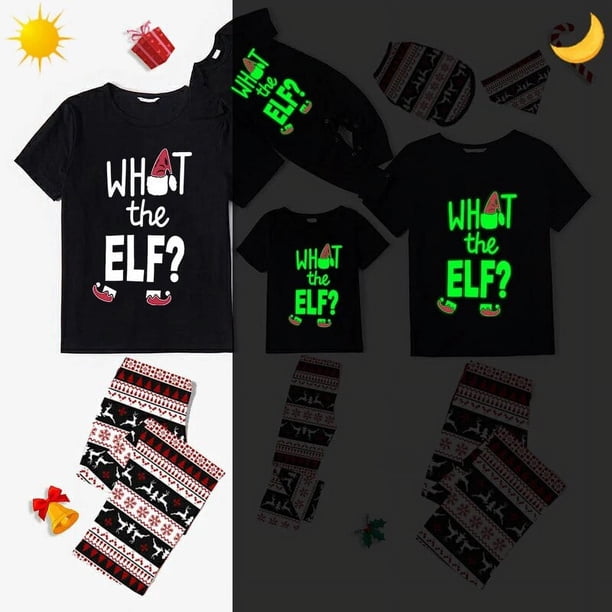 Pijama navideño a juego, luminoso, brillante, elfo, conjunto de pijamas de Navidad