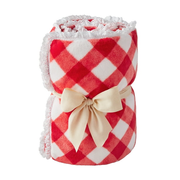 The Pioneer Woman Charming Check Plush Throw, 50" x 72", Red
