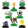 8 Pcs Soccer World Cup Party Decorations World Cup 2022 Soccer Honeycomb Centerpiece Football Soccer Theme Party Table Topper for Boys Girls Men