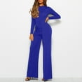 thumbnail image 3 of Jumpsuits For Women Casual Jumpsuits Loose Fit Belted Dressy Long Sleeve Crewneck Autumn Jumpsuit Long Wide Legs Formal Rompers Romper Body Suits Women Tube Rompers for Women Plaid Jumpsuit Womens, 3 of 7
