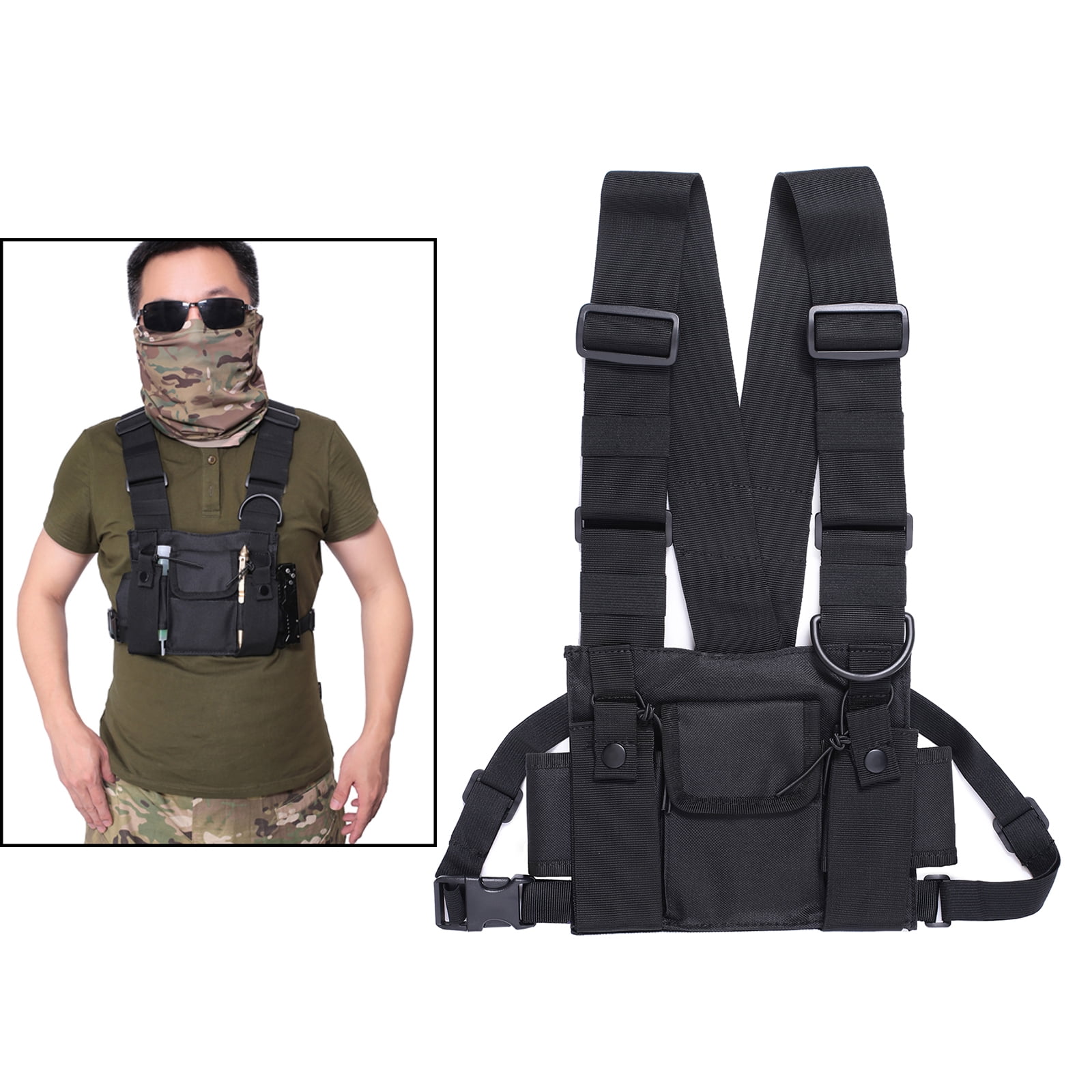 Chest Rig Bag Chest Pack Bags Front Pouch Harness Daypack Carry Pouch for Cycling Outdoor Sports Black Walmart
