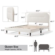 Bowery Hill Modern Boucle Fabric Mattress Ready Queen Bed in White