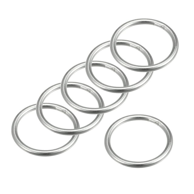 Unique Bargains Anneau Rond en Acier Inoxydable 316 25mm ID 3mm Épais Lot de 6
