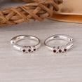 thumbnail image 2 of 925 Sterling Silver Garnet Cut Round 2mm January Birthstone Gemstone Cuff Earrings for Women, 2 of 8