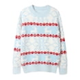 thumbnail image 4 of HOWPAY Chandails de Noël pour Femmes Blouse Imprimée de Noël Décontractée à Manches Longues Col Rond Chandail de Fête Chandail Hauts Coupe Ample Léger Confortable Tenues d'Automne Bleu G, 4 of 8