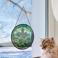 thumbnail image 5 of Irish Cross Stained Glass Sun Catcher, Wall Hanging Colored Decor Room Indoor Window Decor, Halloween, Christmas Hanging Ornament Mother Day, Stained Glass Ornament 2025, Holiday, 5 of 6
