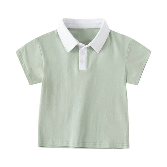 KAUOD Short Sleeved Lapel T Shirt for Boys School Stand Up Collar Solid Color Casual Top Outdoor Wear Sport Tees