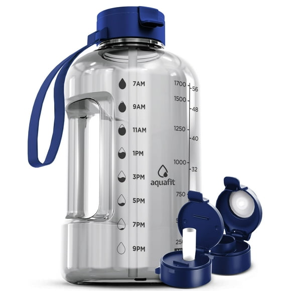 Botella de agua AQUAFIT de medio galón, 2 litros, con marcador de tiempo, sin BPA