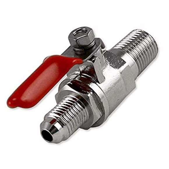 Bev Rite Valve d'Arrêt Filetée MFL Air / CO2 1/4 NPT x 1/4 Pouces MFL Filetée, 1/4 Pouces MFL Filetée, Argent
