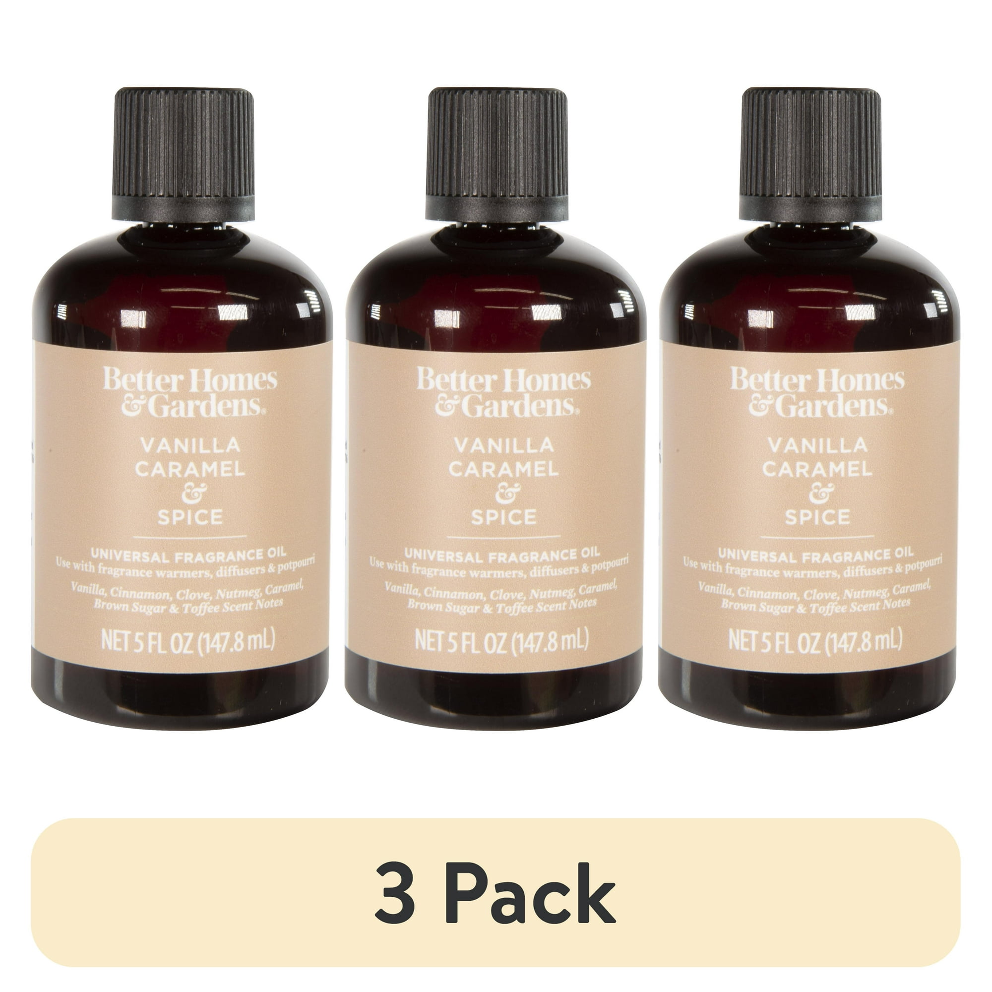 (3 pack) Better Homes & Gardens Universal Fragrance Oil, Vanilla Caramel & Spice, 5 fl oz